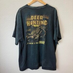 Vintage Deer Hunting Graphic T Shirt 2XL Double Sided Print Outdoor Adventure